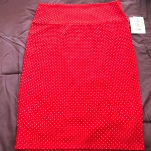 Medium red and white polka dot LuLaRoe Cassie